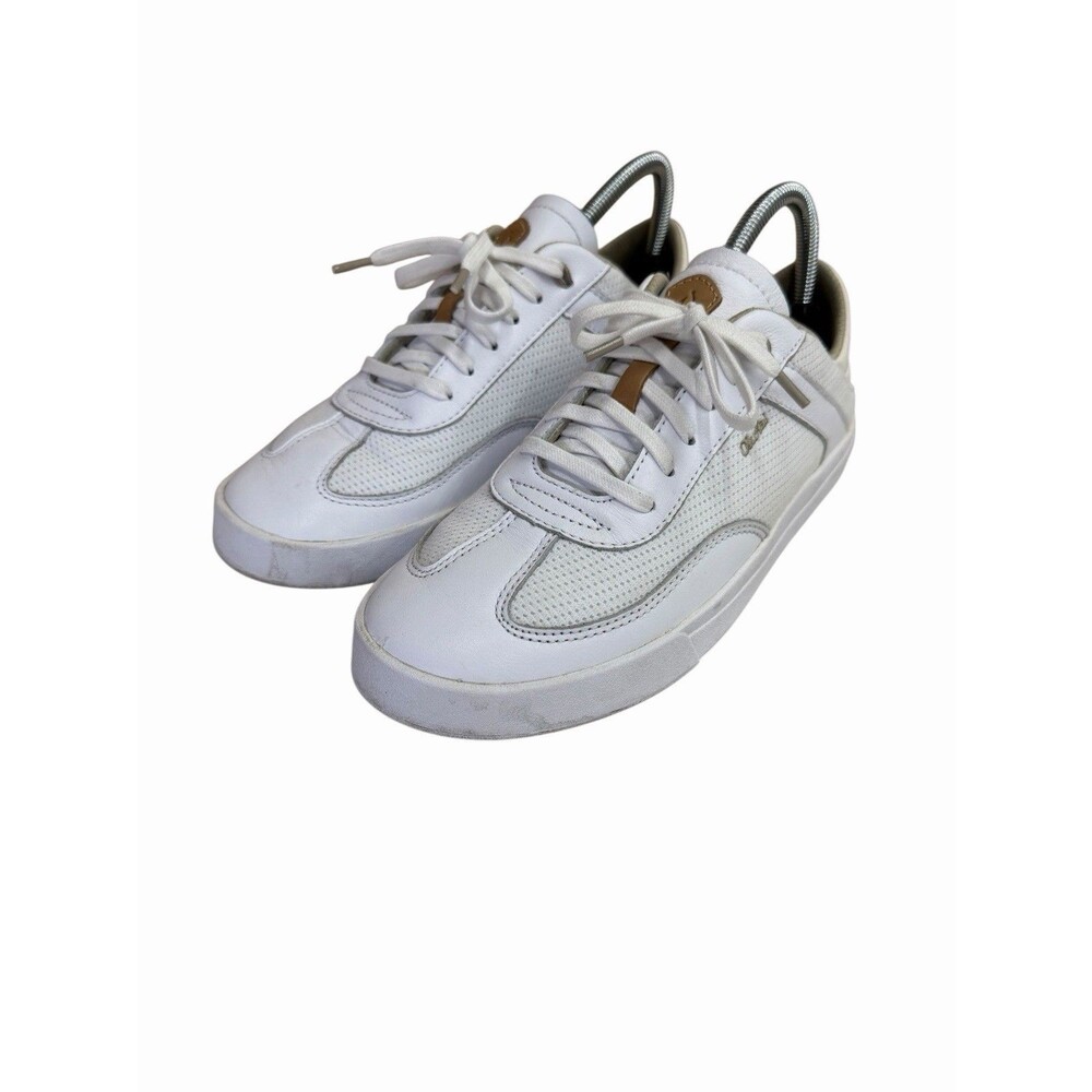 OluKai Kilea White Taupe Lace Up Sneakers Hawaii 20494-4R4R Women's Size 8.5